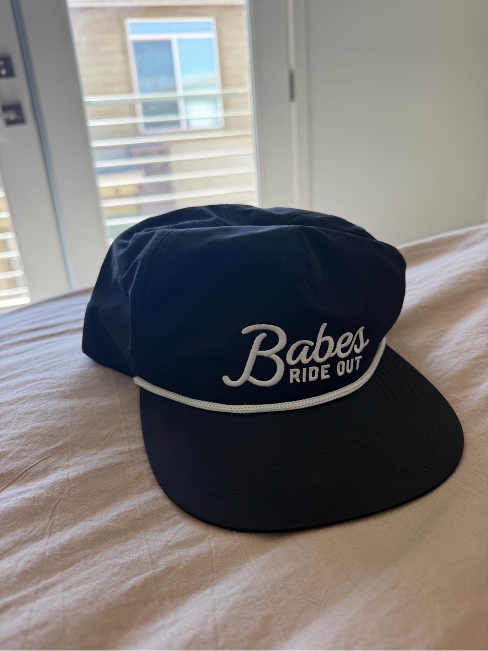 Babes Ride Out Black Flat Bill Rope-Detail Cap